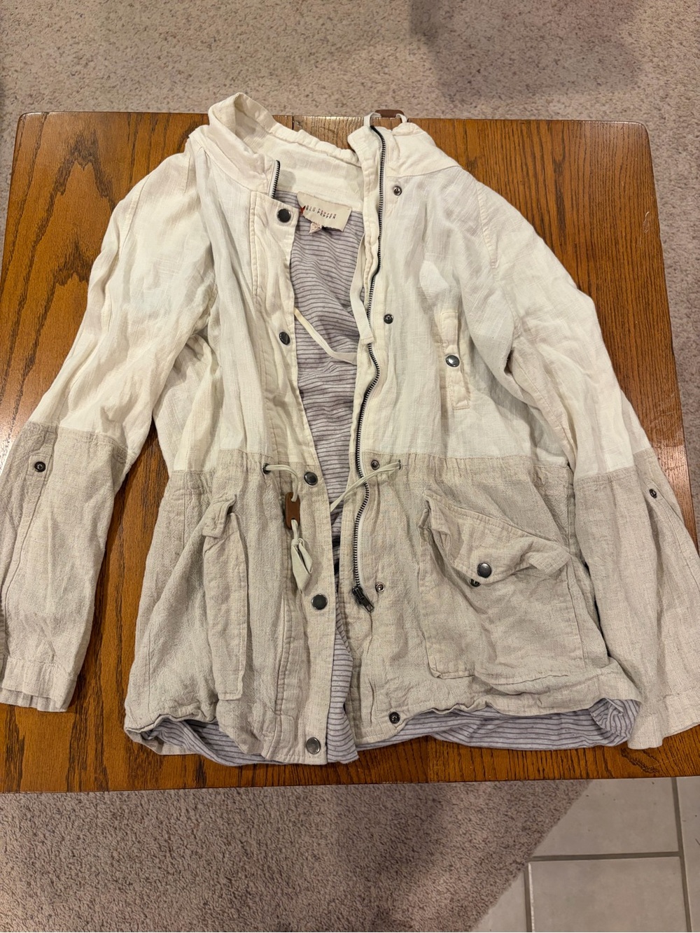 Blu Pepper Two-Tone Cream and Tan Utility Jacket